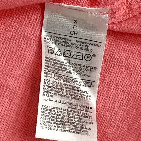 Old Navy Linen Maxi Dress Womens Sz S Pink Rose V-Neck Summer Beachy Coastal New - Picture 14 of 14